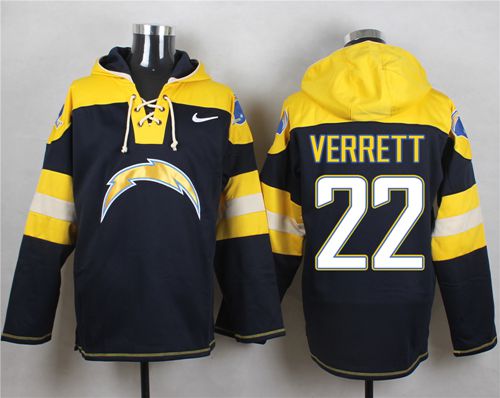 Nike Chargers #22 Jason Verrett Navy Blue Player Pullover NFL Hoodie - Click Image to Close